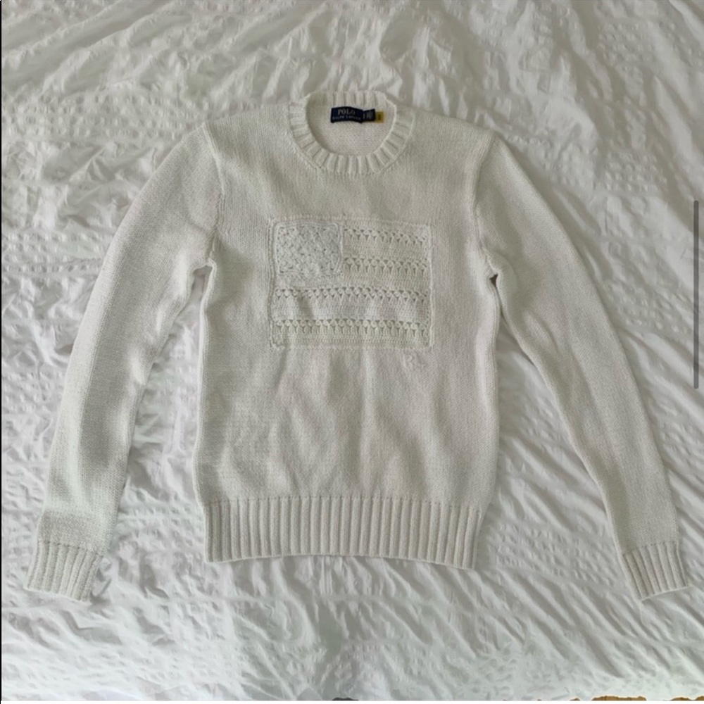 New Ralph Lauren American Flag White Sweater - Picture 4 of 13